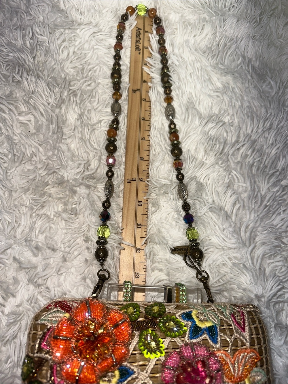 Mary Frances Multicolor Floral Beaded Box Clutch with Beaded Strap - Picture 10 of 14
